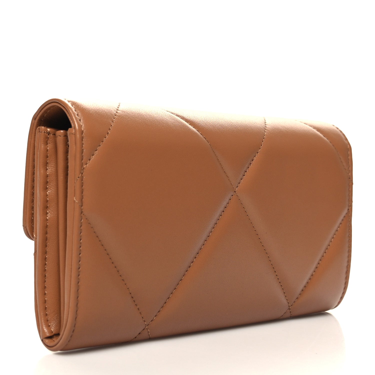 Chanel Lambskin Quilted Chanel 19 Flap Wallet Brown 3 of 9