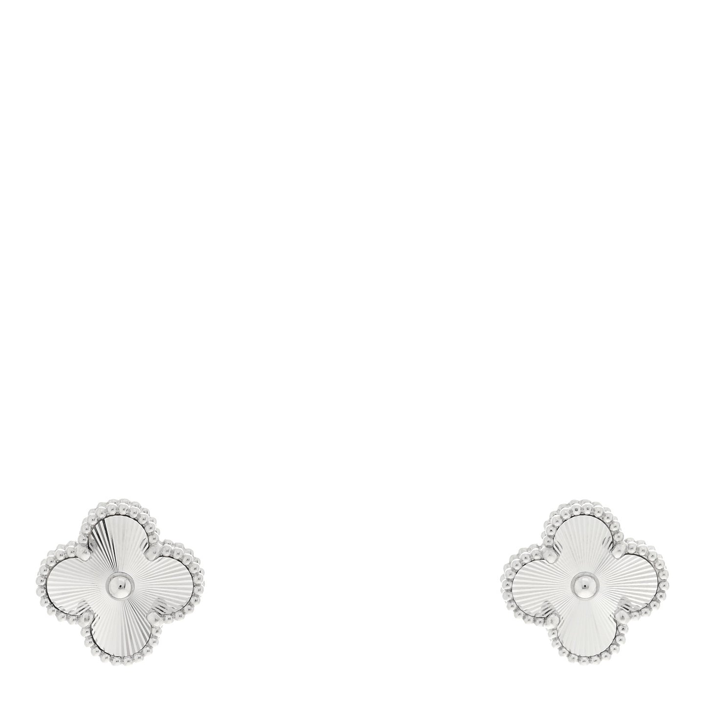 18K White Gold Guilloche Vintage Alhambra Earrings