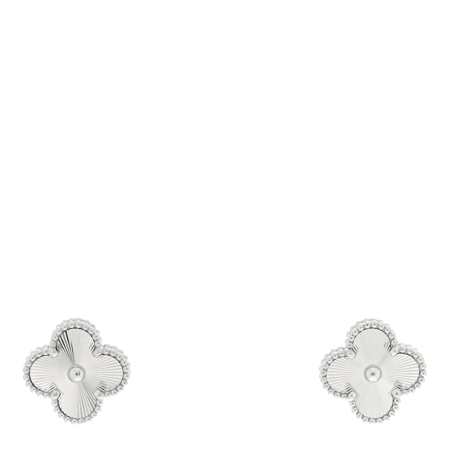 Van Cleef & Arpels 18K White Gold Guilloche Vintage Alhambra Earrings 1 of 5