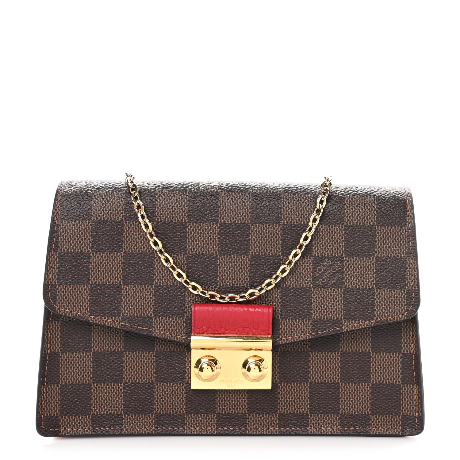 Louis Vuitton Damier Ebene Croisette Chain Wallet Scarlet 1 of 10