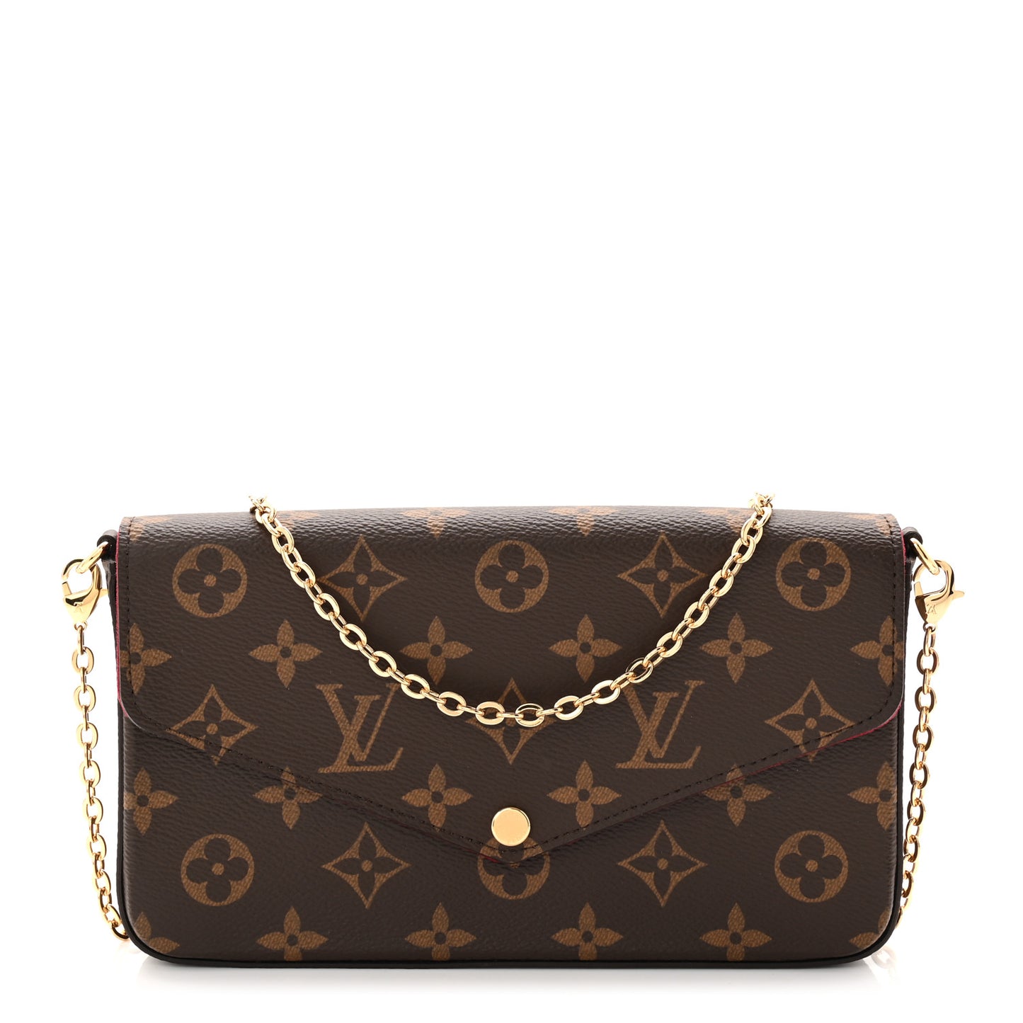 Monogram Pochette Felicie Chain Wallet Fuchsia