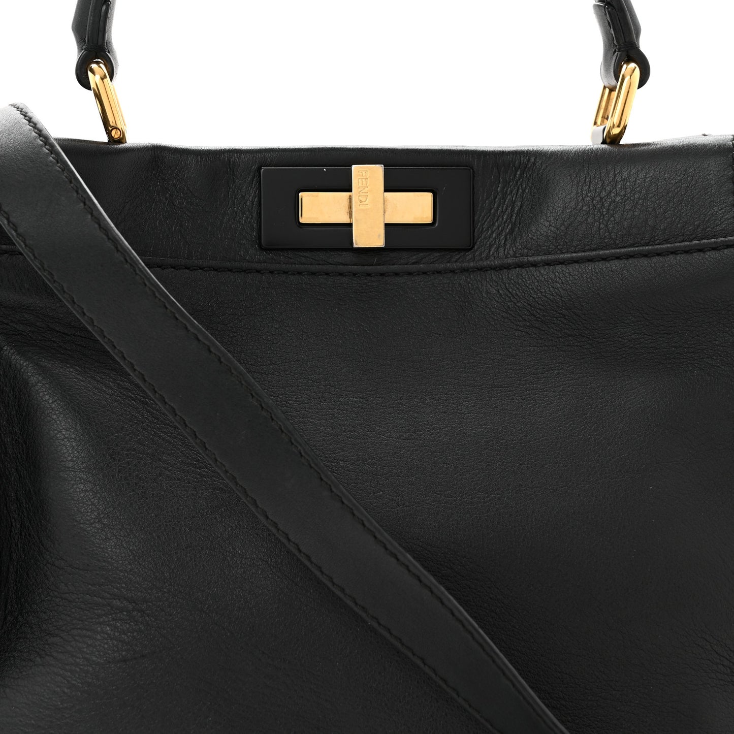 Vitello Seta Shiny Nappa Medium Peekaboo Iconic Satchel Black