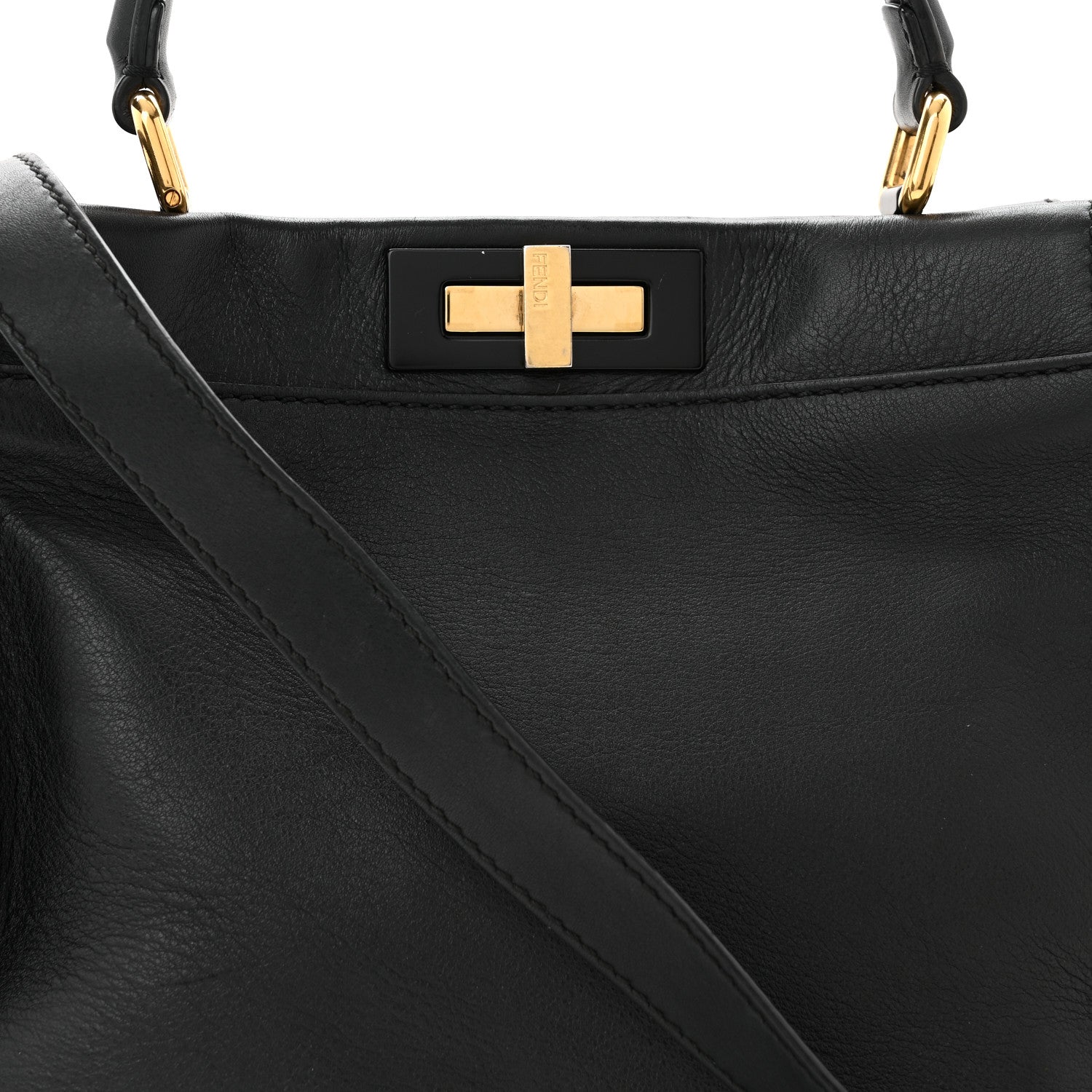 Fendi Vitello Seta Shiny Nappa Medium Peekaboo Iconic Satchel Black 8 of 11