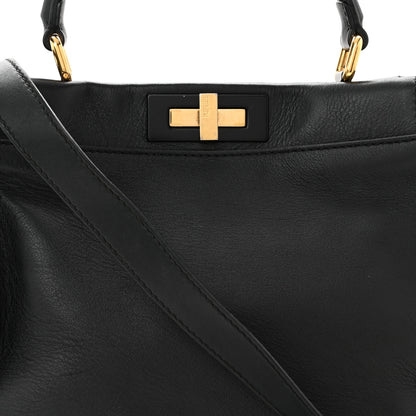 Fendi Vitello Seta Shiny Nappa Medium Peekaboo Iconic Satchel Black 8 of 11