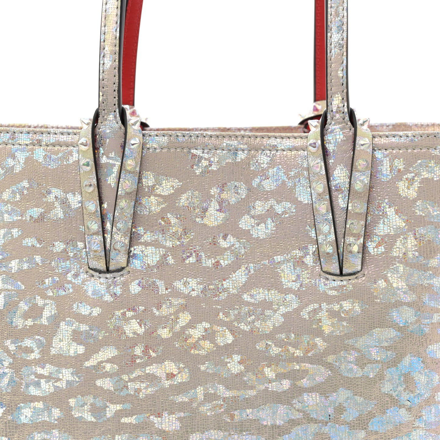 Metallic Calfskin Small Leopard Cabata Tote Silver Multicolor