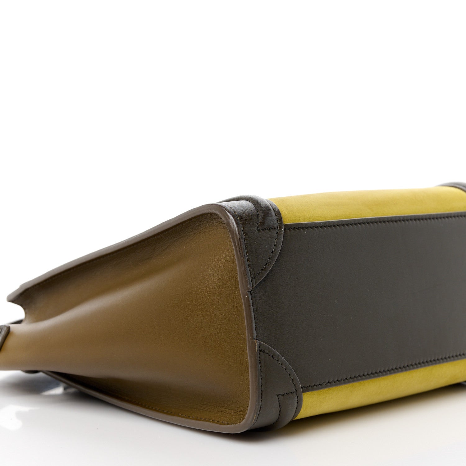 Celine Nubuck Smooth Calfskin Nano Tri-Color Luggage Chartreuse 9 of 10
