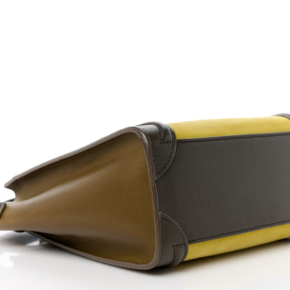 Celine Nubuck Smooth Calfskin Nano Tri-Color Luggage Chartreuse 9 of 10