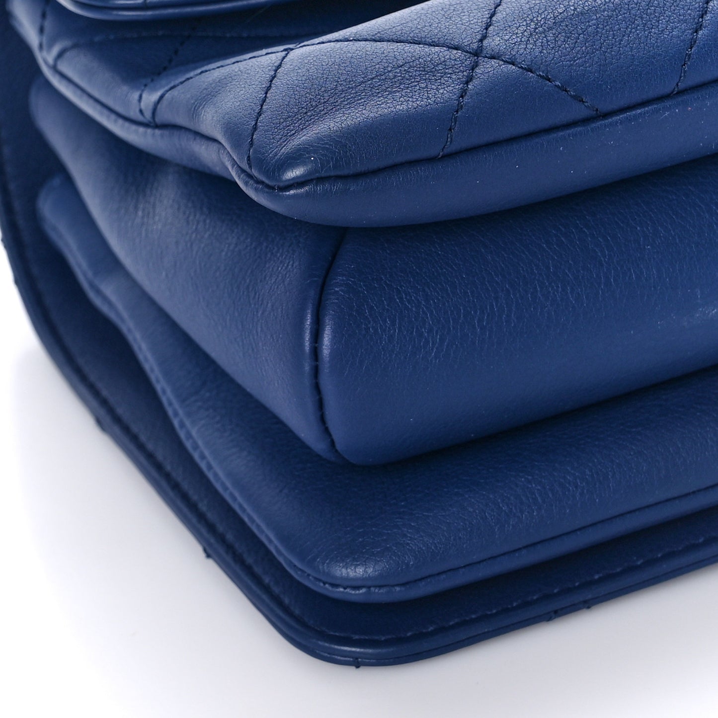 Calfskin Quilted Small Gold Top Handle Flap Blue