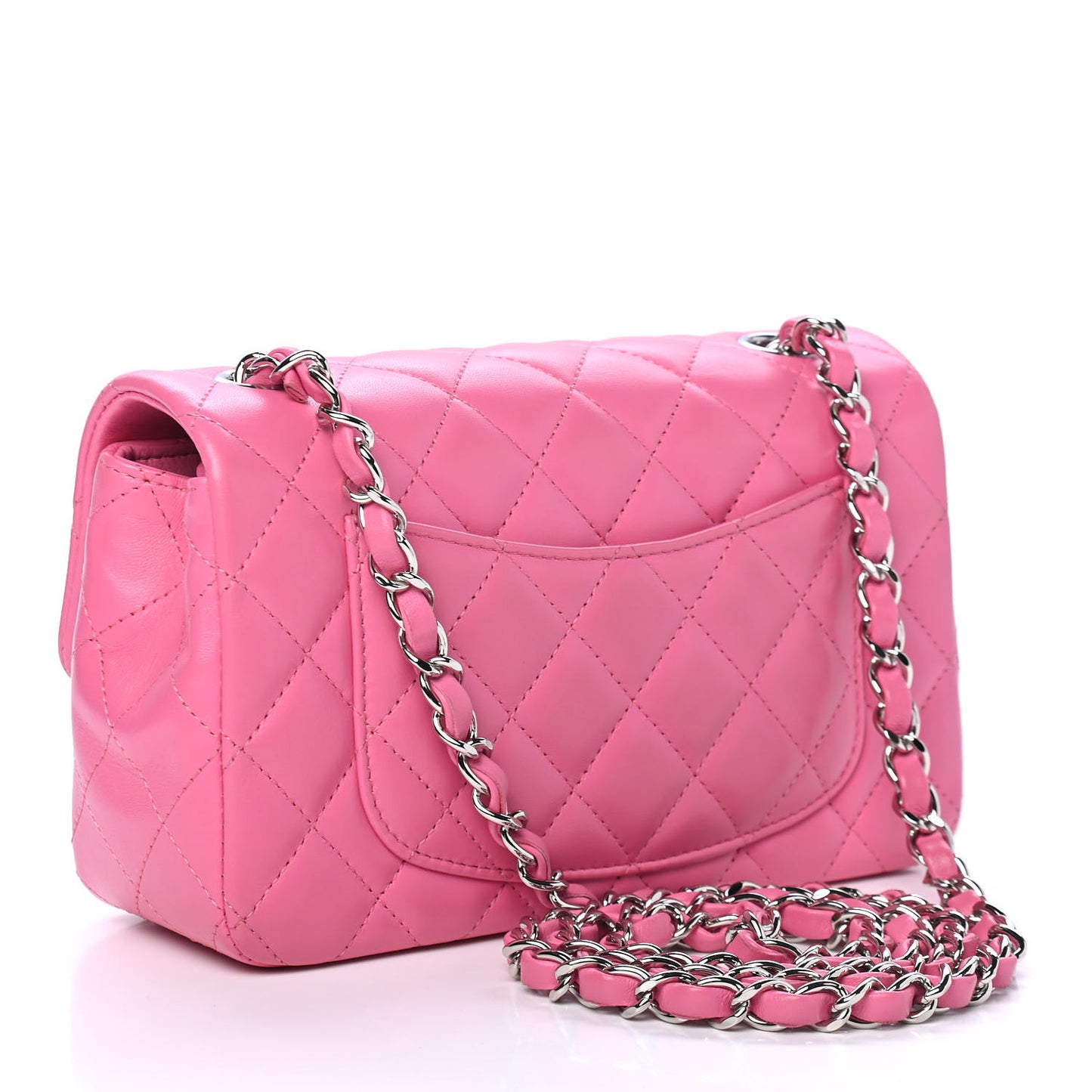 Lambskin Quilted Mini Rectangular Flap Pink