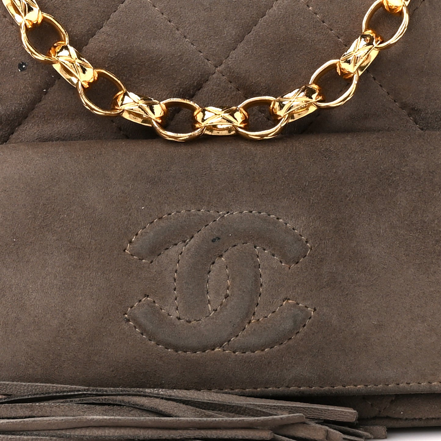 Suede Quilted CC Tassel Camera Case Grey