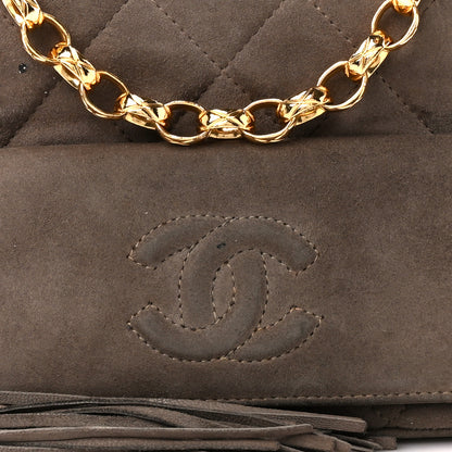 Chanel Suede Quilted CC Tassel Camera Case Grey 9 of 12