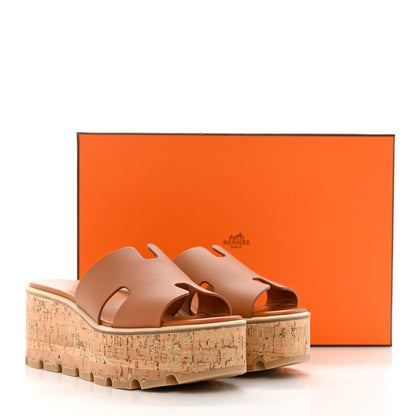Hermes Calfskin Cork Eze 30 Sandals 35 Marron Glaise 9 of 9