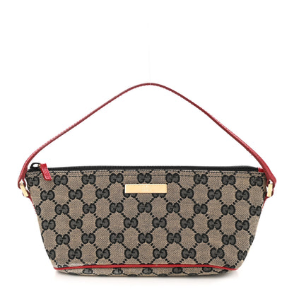 Gucci Monogram Boat Pochette Black Red 1 of 10