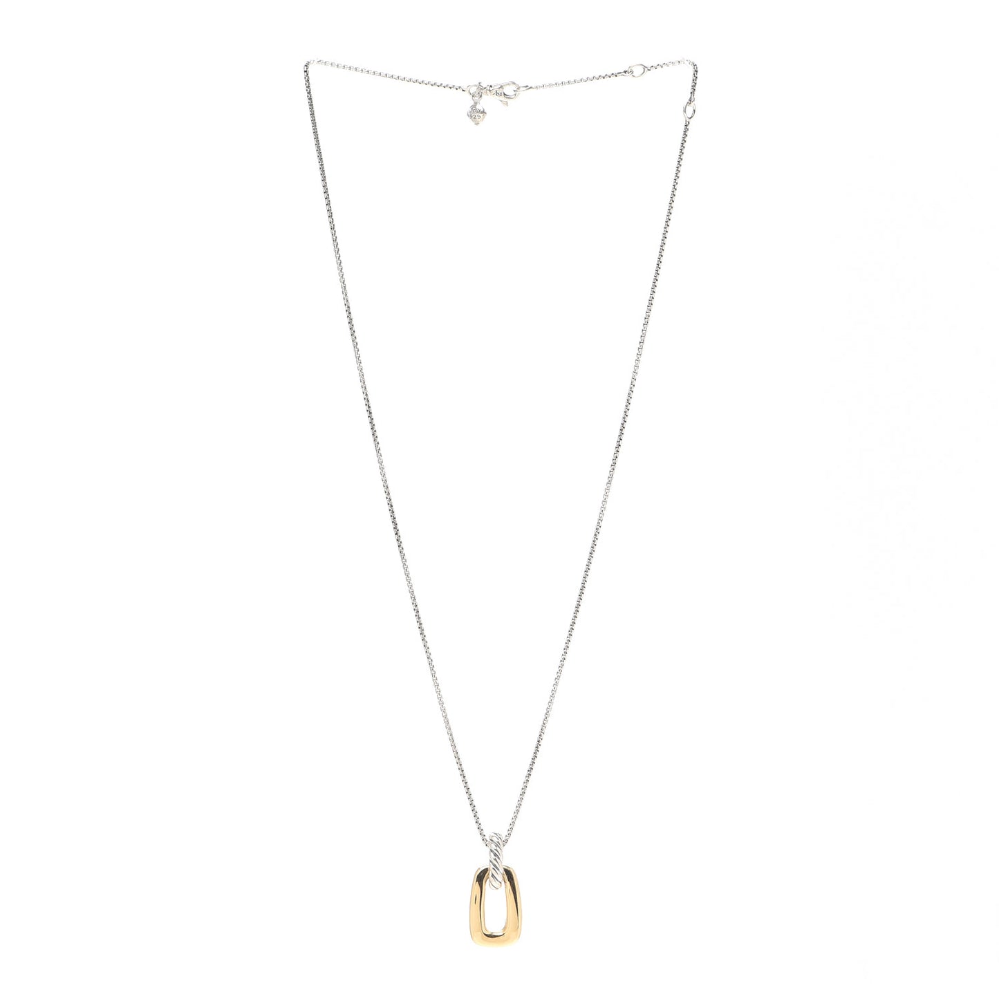 Sterling Silver 18K Yellow Gold Cable Link Pendant Necklace