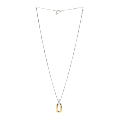 David Yurman Sterling Silver 18K Yellow Gold Cable Link Pendant Necklace 3 of 5