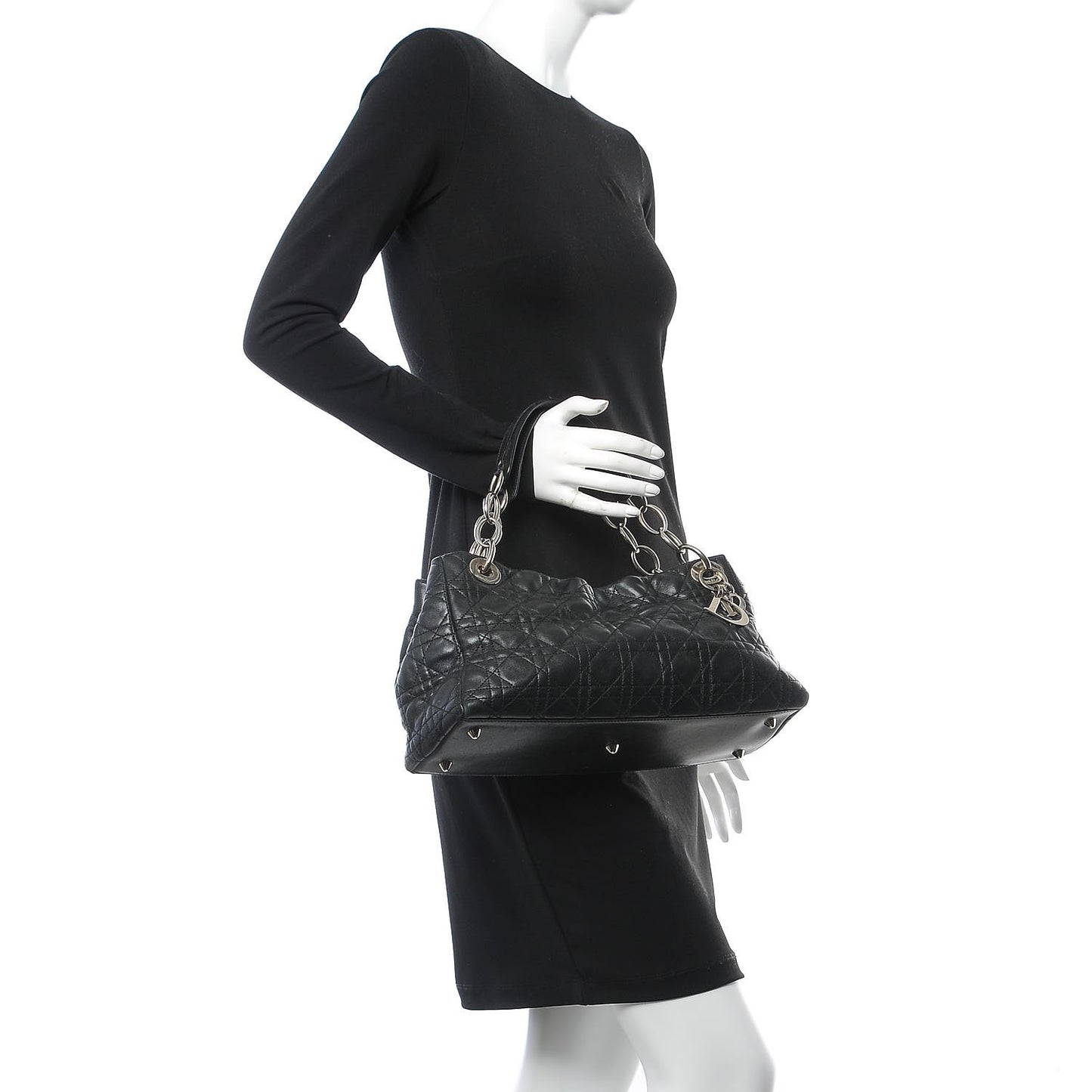 Lambskin Cannage Lady Dior Shoulder Bag Black