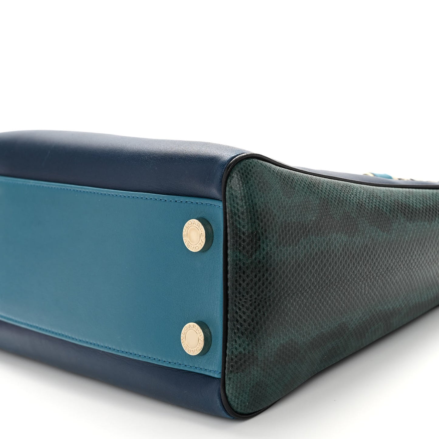 Nappa Karung Serpenti Medium Top Handle Tote Blue Green Multicolor