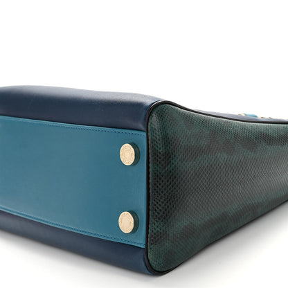 Bulgari Nappa Karung Serpenti Medium Top Handle Tote Blue Green Multicolor 9 of 9