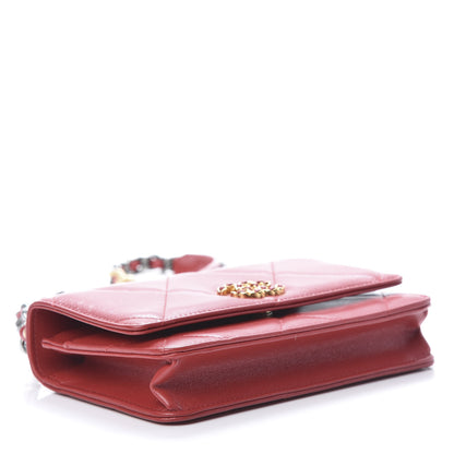Chanel Shiny Goatskin Quilted 19 Wallet On Chain WOC Rouge 4 of 12