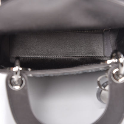 Christian Dior Satin Crystal Cannage Mini Lady Dior Gray 5 of 9