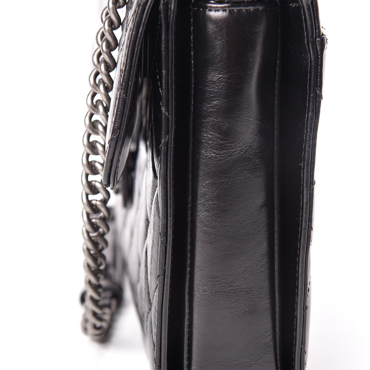 Chanel Glazed Calfskin Quilted Large Perfect Edge Flap Black 9 of 11