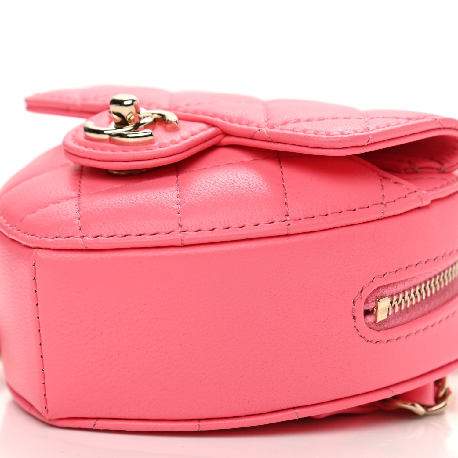 Chanel Lambskin Quilted CC In Love Heart Waist Belt Bag With Chain Pink 10 of 11