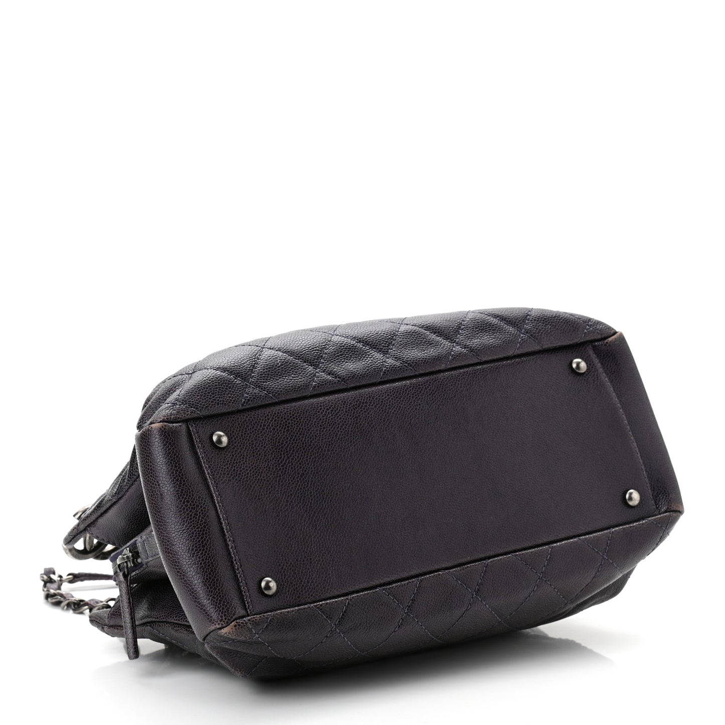 Iridescent Caviar Quilted Chic Shopping Tote Purple