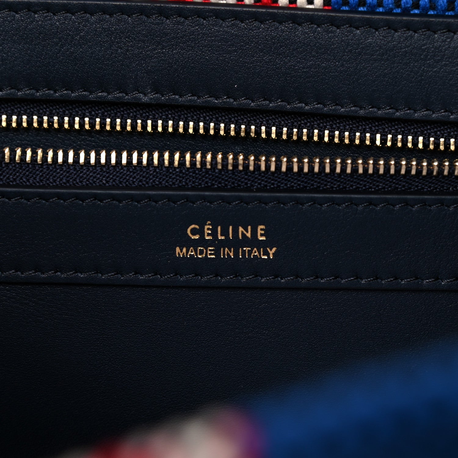 Celine Textile Striped Small Horizontal Cabas Phantom Navy Blue 5 of 7