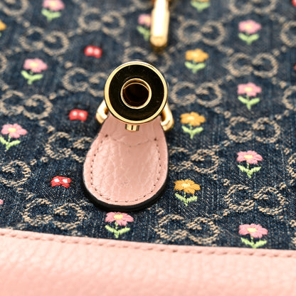 Gucci New Denim GG Monogram Calfskin Love Parade Small Jackie 1961 Hobo Light Pink 12 of 15