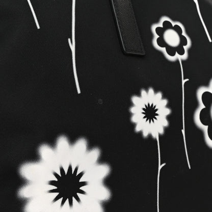 Prada Tessuto Stampato Nylon Saffiano Floral Print Tote Black White 11 of 11