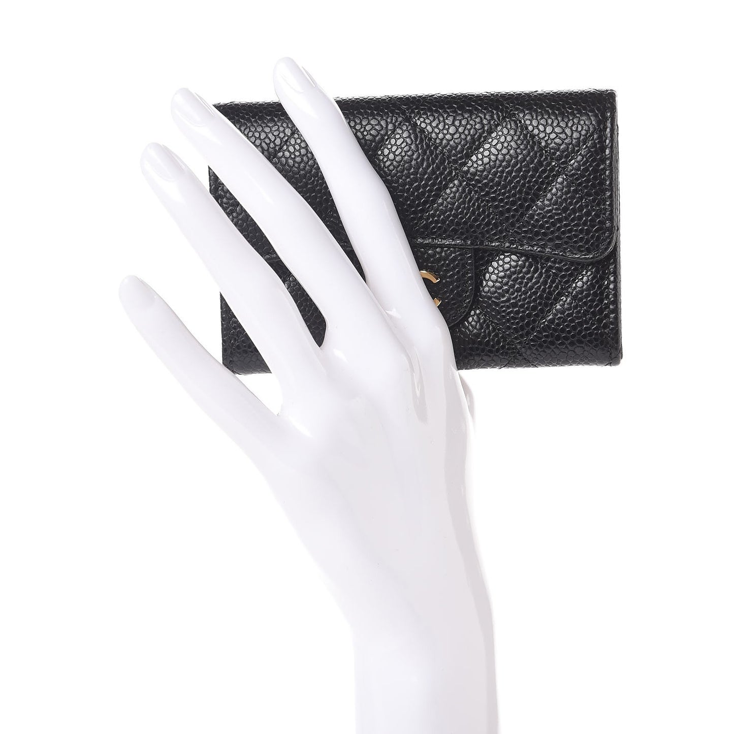 Caviar Quilted Flap Card Holder Black