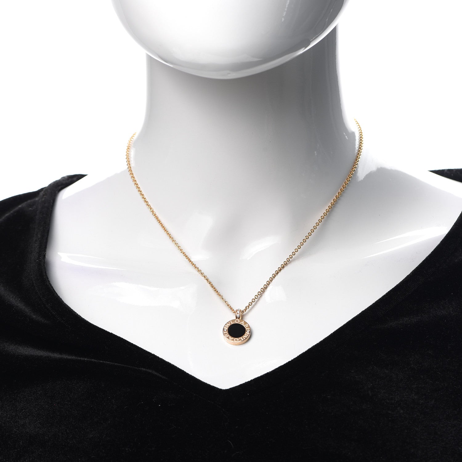 Bulgari 18K Yellow Gold Diamond Black Onyx Mother of Pearl BVLGARI BVLGARI Pendant Necklace 3 of 8