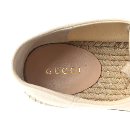 Gucci Canvas Logo Lace-Up Platform Espadrilles 36 Greggio Grege 6 of 9