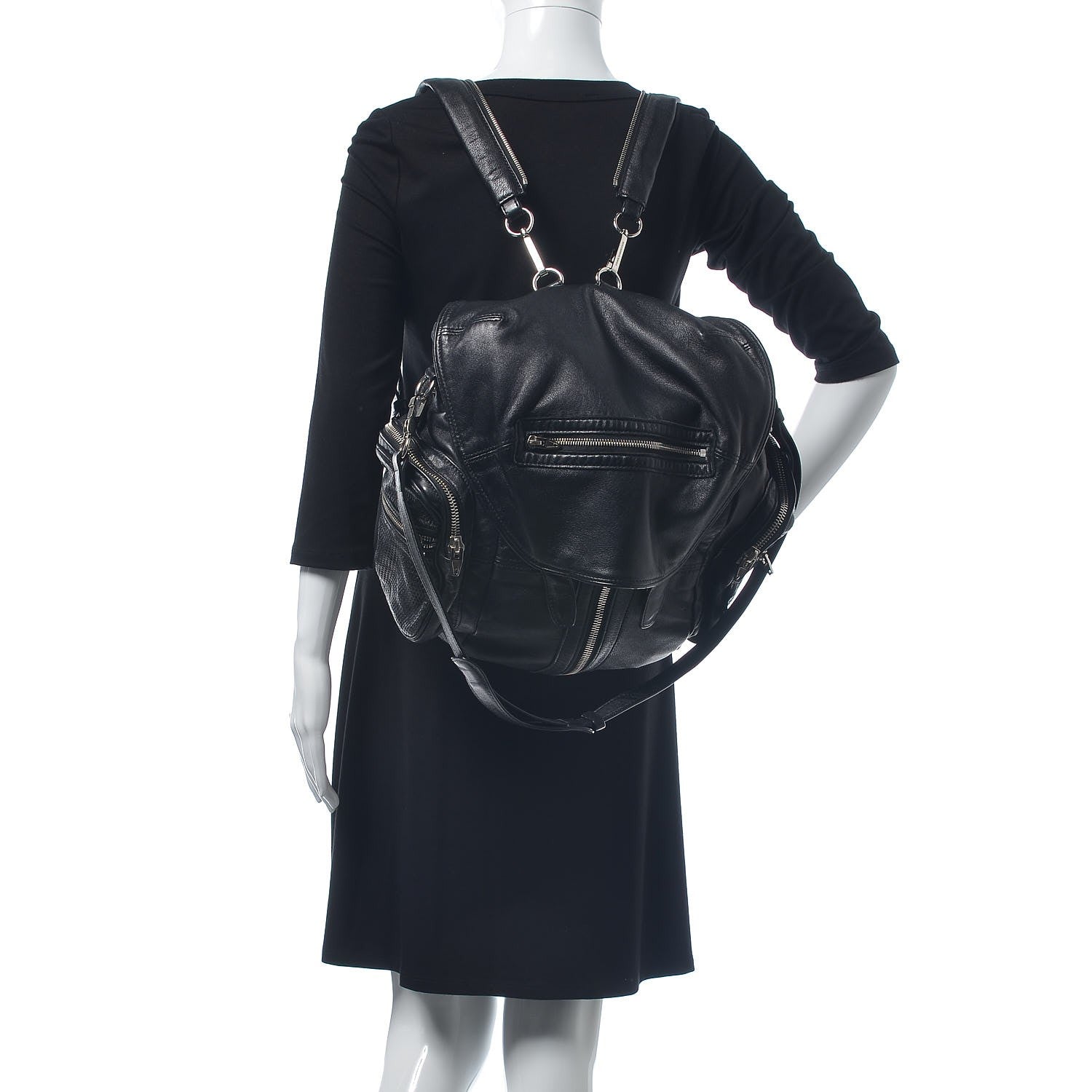 Alexander Wang Lambskin Marti Backpack Bag Washed Black Rhodium Hardware 2 of 7