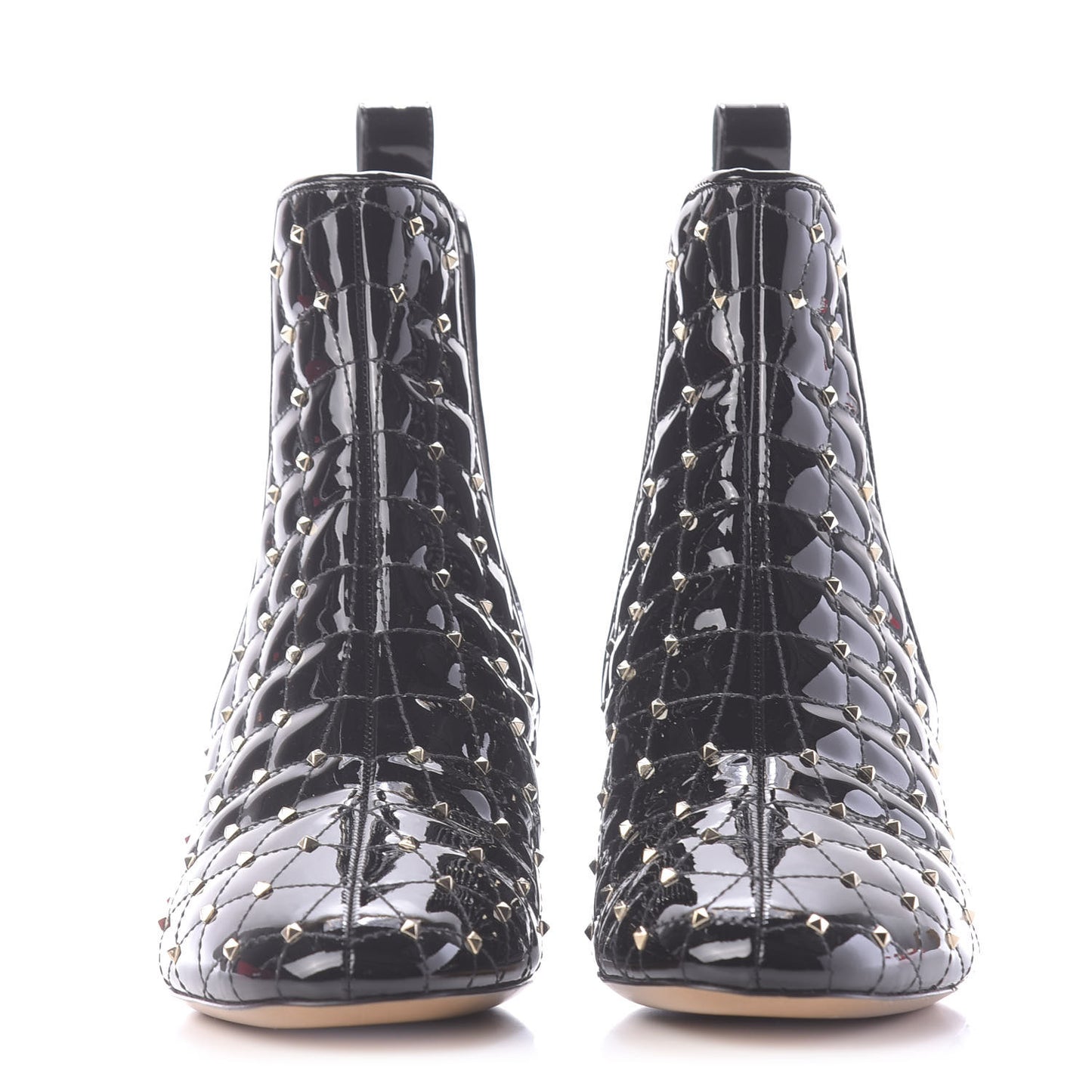 Patent Rockstud Spike Chelsea Ankle Boots 39 Black