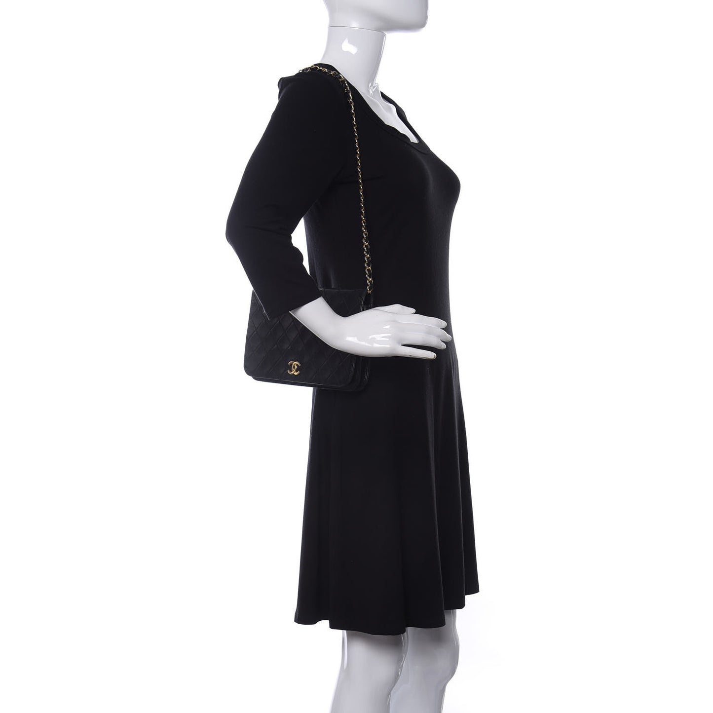 Lambskin Quilted Small Single Flap Black