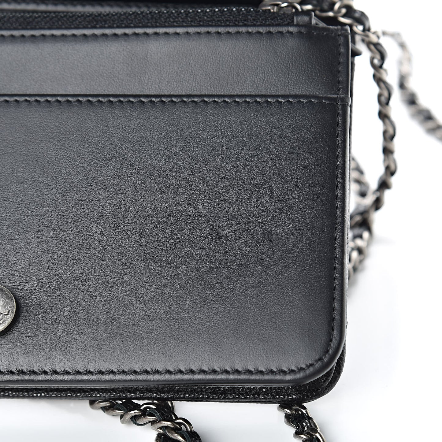 Caviar Chevron Quilted Boy Wallet On Chain WOC Black