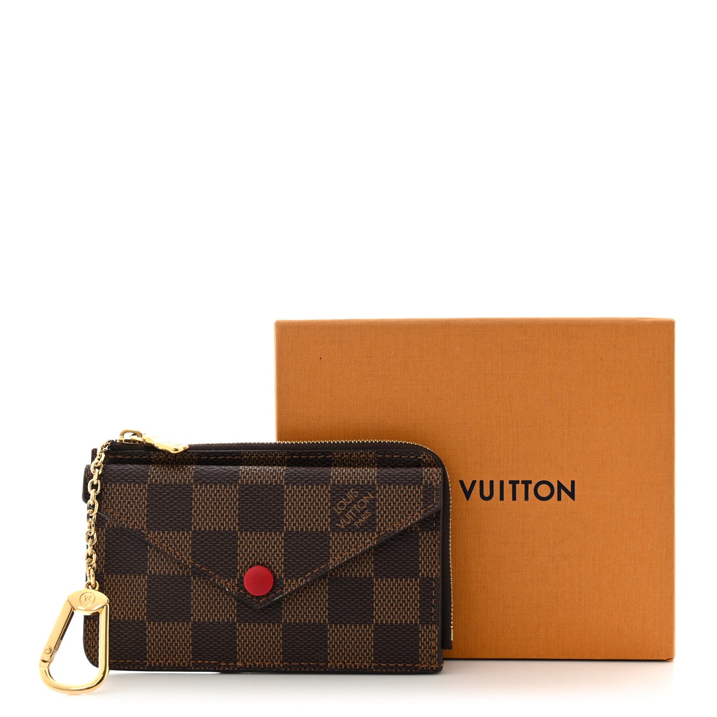 Damier Ebene Recto Verso Card Holder Red
