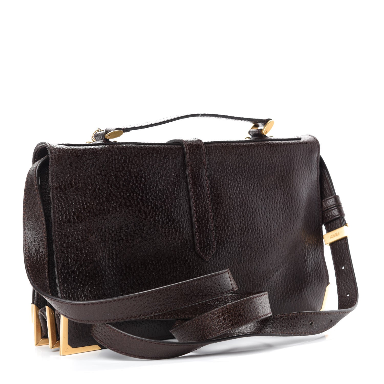 Fendi Vitello Classico No.1 Satchel Dark Brown 3 of 11