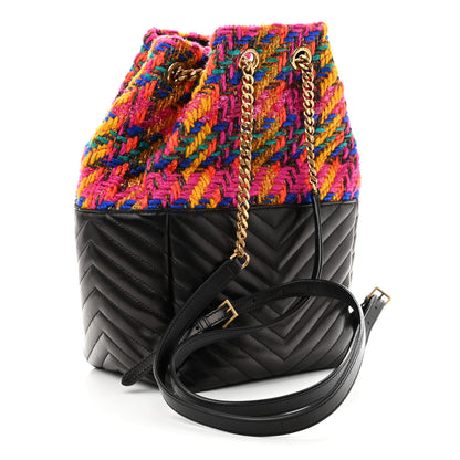 Saint Laurent Tweed Lambskin Matelasse Monogram Joe Backpack Black Rosso Multicolor 3 of 8
