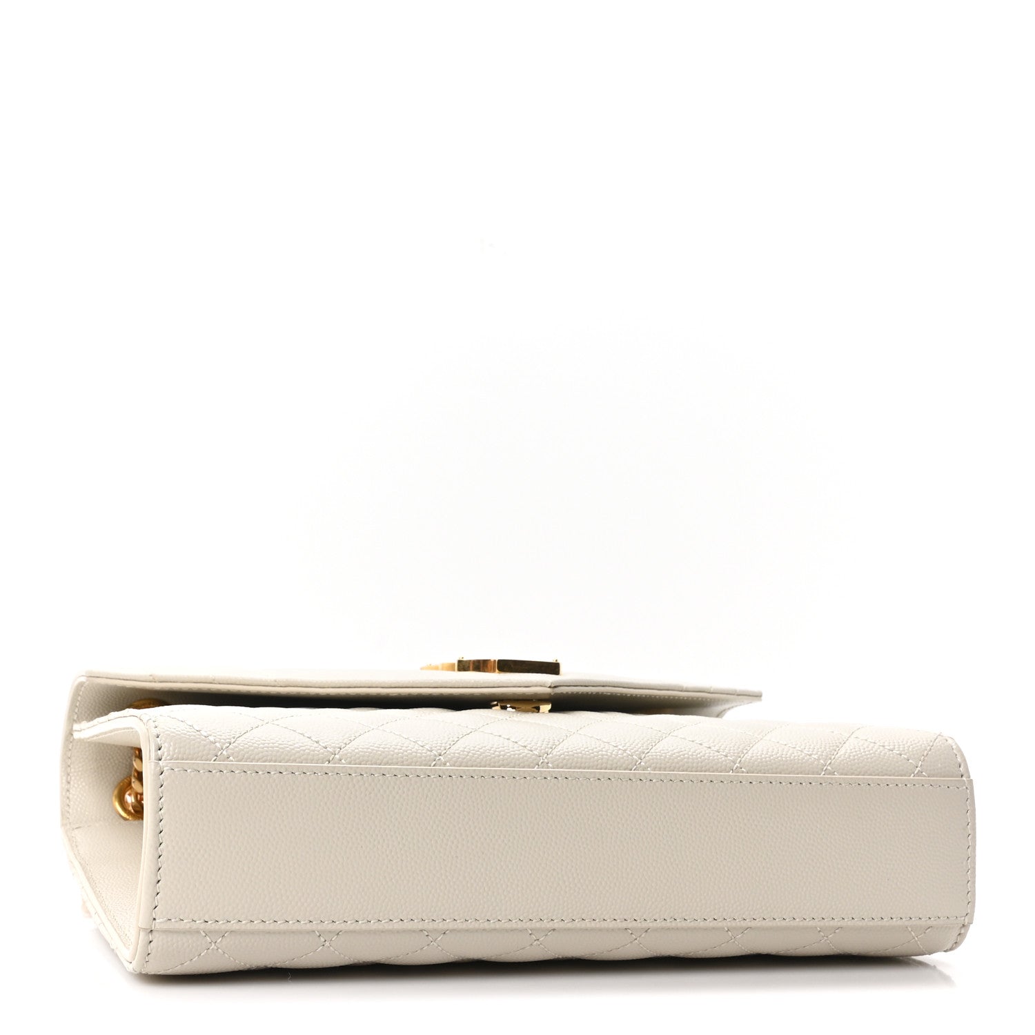 Saint Laurent Grain De Poudre Textured Mixed Matelasse Medium Triquilt Monogram Satchel Crema Soft 4 of 11