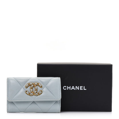 Chanel Lambskin Quilted Chanel 19 Flap Card Holder Light Blue 14 of 14
