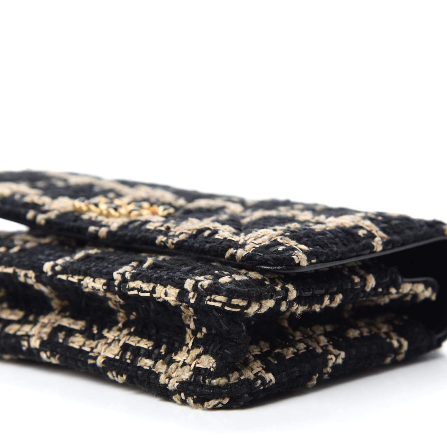 Chanel Tweed Quilted Chanel 19 Wallet On Chain WOC Black Beige 7 of 12