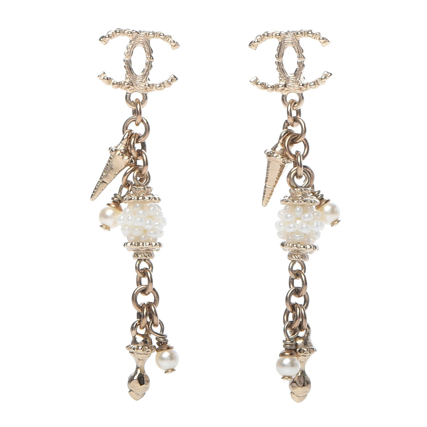 Pearl CC Drop Earrings Gold