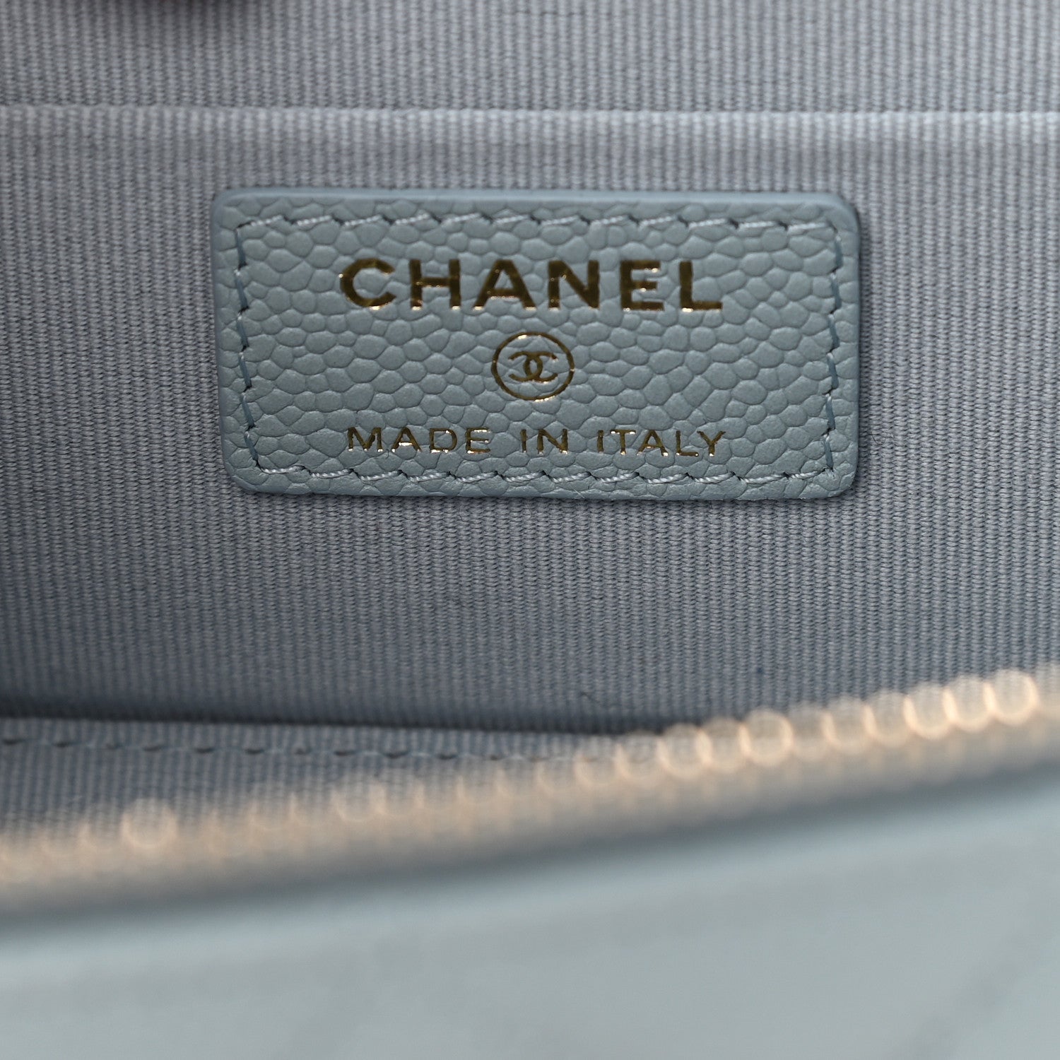 Chanel Caviar Quilted Small Tiny CC Vanity Case With Chain Light Blue 7 of 10