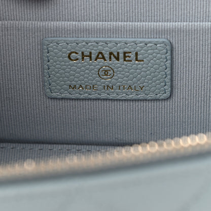 Chanel Caviar Quilted Small Tiny CC Vanity Case With Chain Light Blue 7 of 10