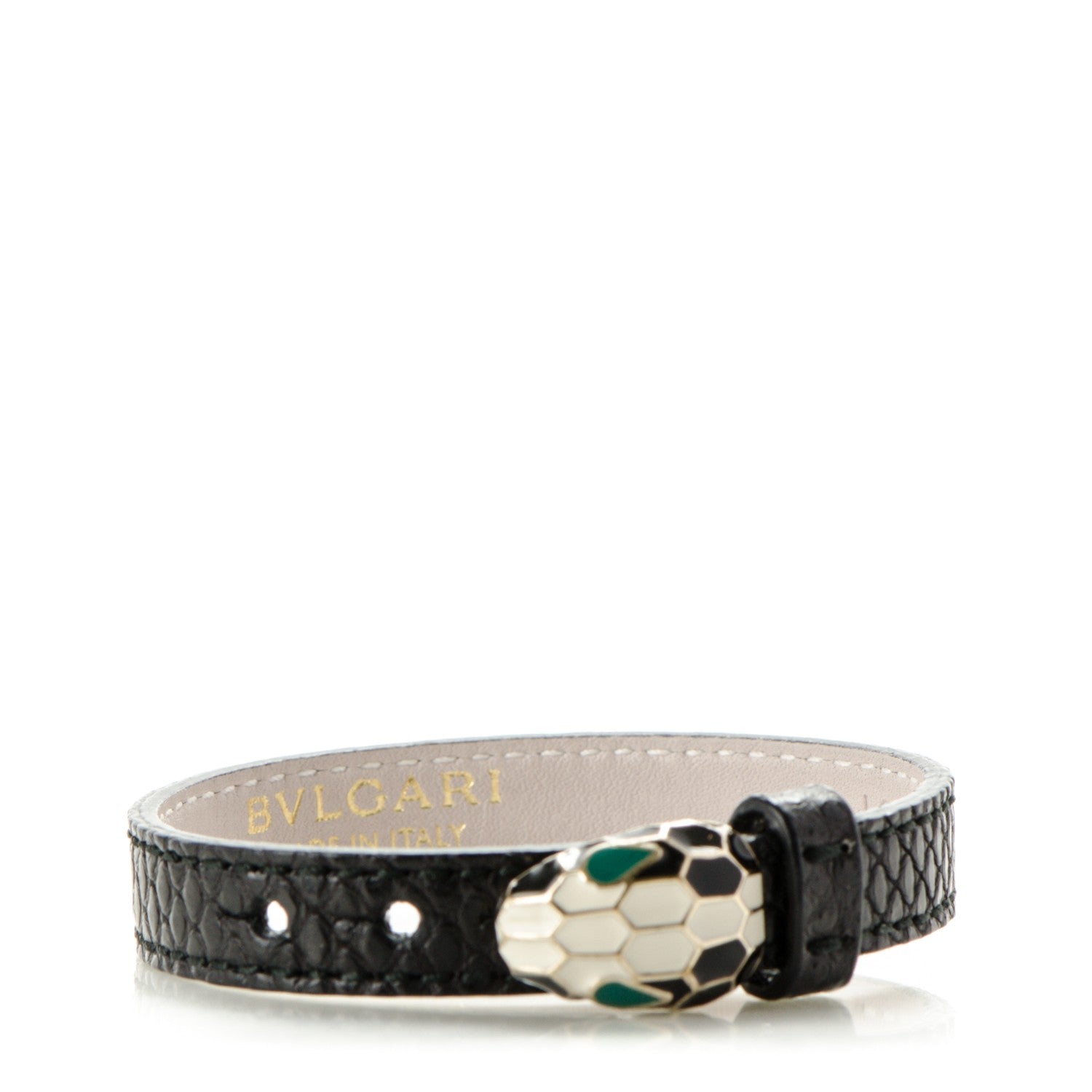 Bulgari Karung Snakeskin Malachite Serpenti Forever Bracelet S Black 1 of 7