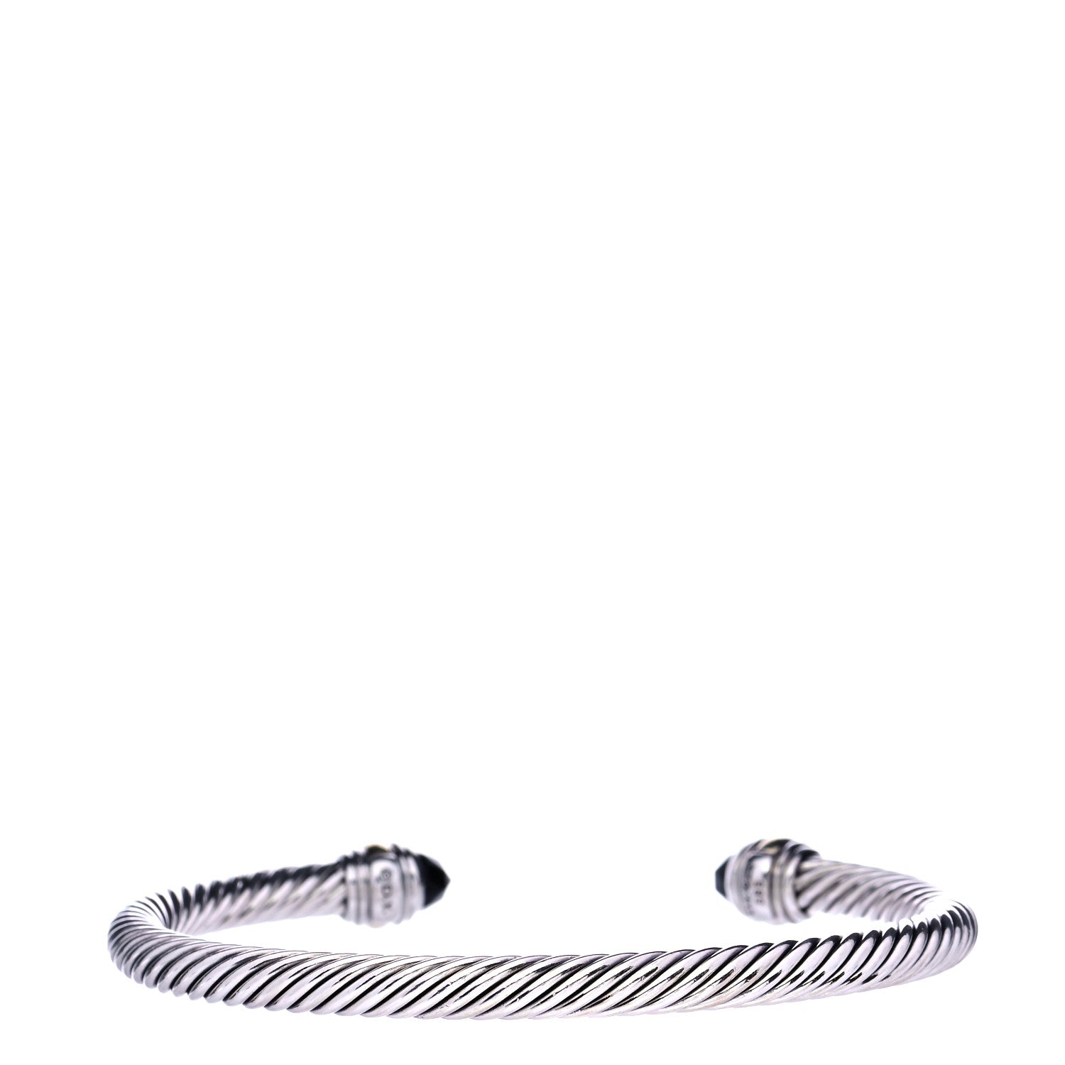 David Yurman Sterling Silver 14K Yellow Gold Black Onyx 5mm Cable Classics Bracelet 3 of 6