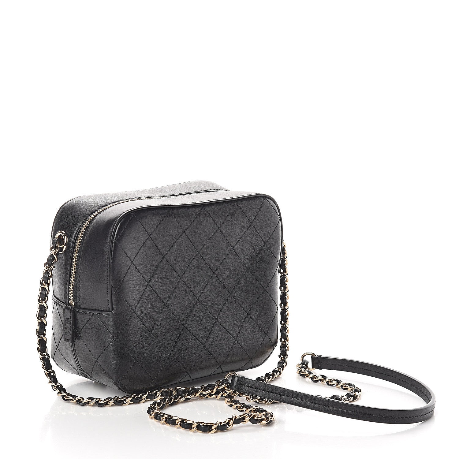 Chanel Calfskin Stitched Enamel CC Camera Case Bag Black 2 of 9