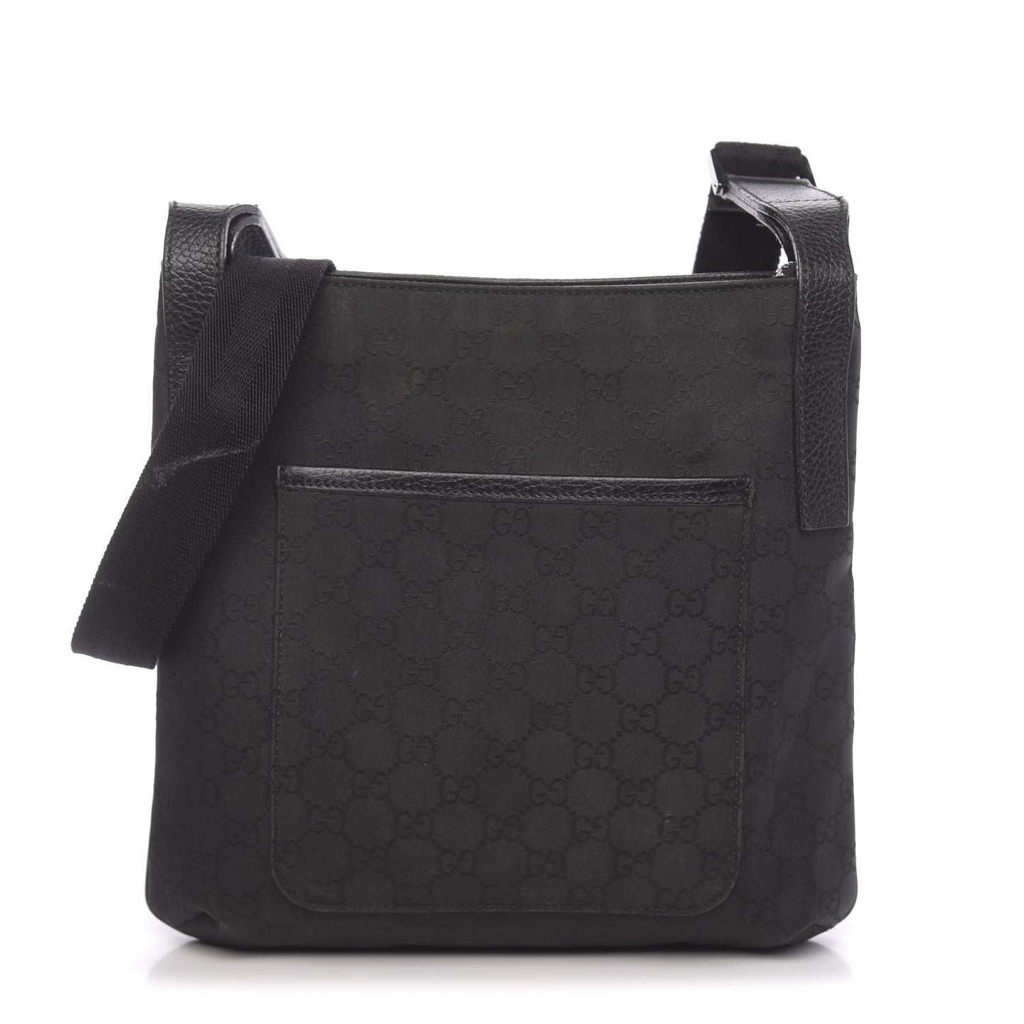 Nylon Monogram Flat Messenger Bag Black